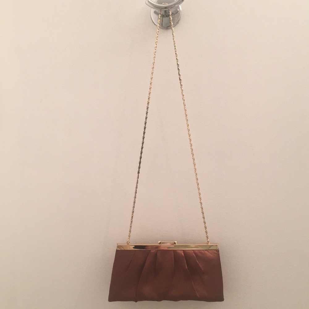 Jessica McClintock Satin Clutch w/ Chain Strap